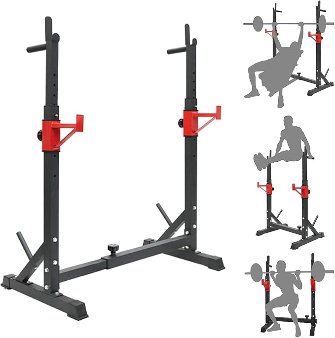 Multi-Function Squat Press Barbell Rack Stand, Height Adjustable Barbell