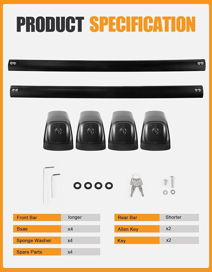 KINGGERI 330lbs Lockable Roof Racks Cross Bars Fit for Jeep Grand Cherokee 2011-2021 with Grooved Side Rails(NOT for Raised Side Rails), Heavy Duty Anti-Theft Aluminum Rails Crossbars Cargo Kayak