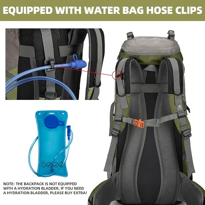 70L Camping Hiking Backpack with Rain Cover Waterproof Backpacking Backpack for Hiking Treeking Climbing Outdoor