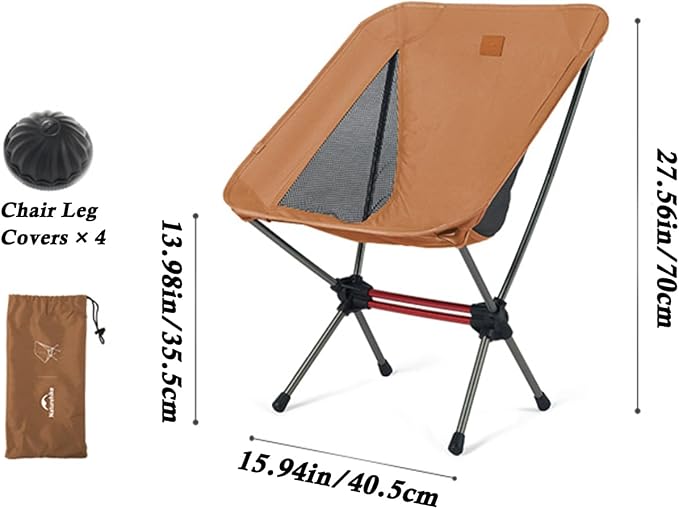 Naturehike Camping Chair, Foldable with Storage Bag, Outdoor Portable Chair for Adults, Lightweight, Supports 330lbs, Backpacking Chair for Fishing, Hiking, Beach, Lawn