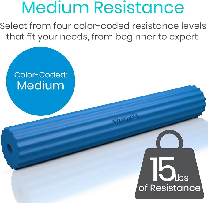 Vive Flex Therapy Bar for Tennis Elbow Relief (Medium) - Physical Therapy Aid, Improve Tendonitis & Grip Strength - Resistance for Golfers, Hand, Epicondylitis, Equipment- Strengthens Wrist & Forearm