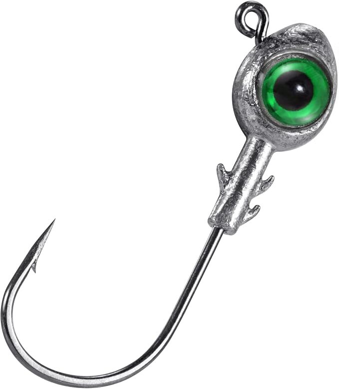Dr.Fish 10 Pack Fishing Eyes Jigs 3D Eyes Trout Heads Bass Hook Saltwater Swimbait Jig Heads Freshwater Walleye Redfish Striper 1/2oz 3/8oz 1/4oz 3/16oz