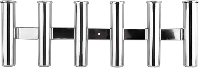 YaeMarine Fishing Rod Holder 316 Stainless Steel Fishing Rod Rack 3Tube/4Tube/5Tube/6Tube Mirror Finish for Marine Boat Yacht Camper