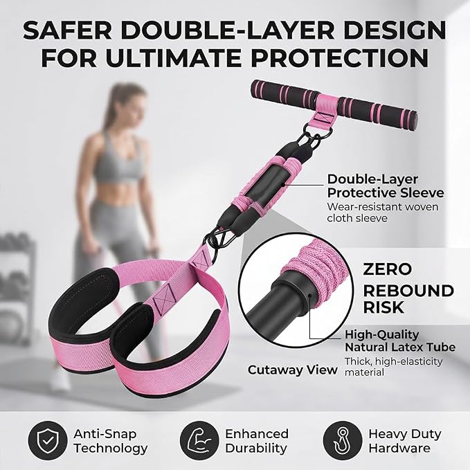 Upgrade Pedal Resistance Band with Handle, 2026 Multi-Functional Adjustable Resistance Band for Full-Body Workouts, Home Fitness Foot Pedal Resistance Band, Unisex Sit-up Training Equipment