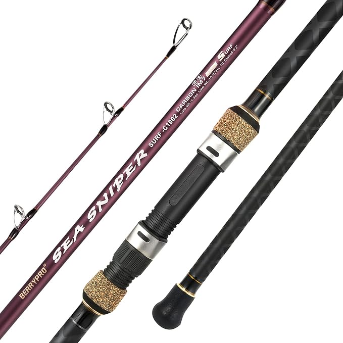Berrypro Surf Spinning & Casting Fishing Rod Carbon Fiber Travel Fishing Rod(9-Feet & 10-Feet & 12-Feet & 13.3-Feet)