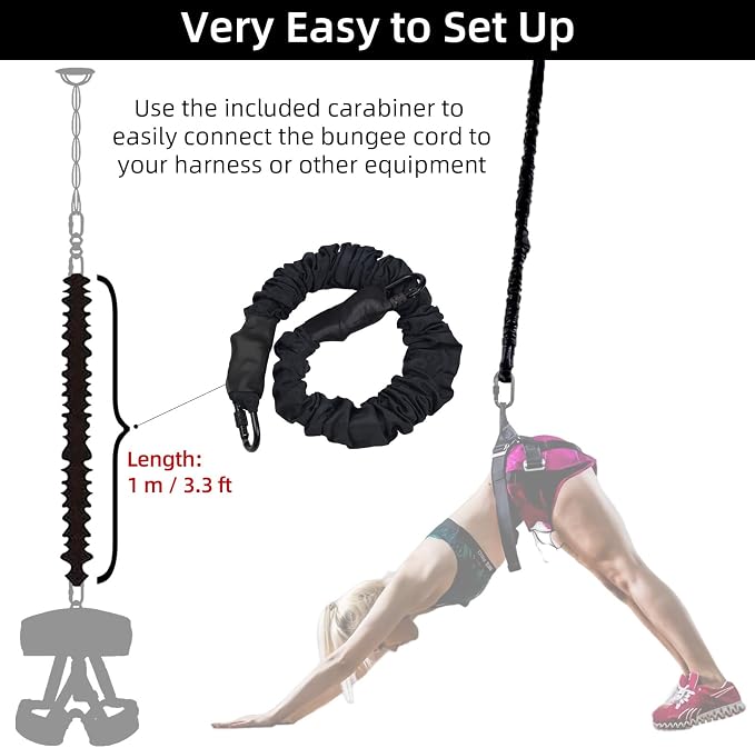 PRIOR FITNESS Premium Bungee Cord, Heavy Duty Bungee Fitness Cord,88-264Pounds Resistance Cord Elastic Rope Suspension Workout Fitness Bands for Exercise at Home Gym Include ONLY 1* Extra Bungee Cord