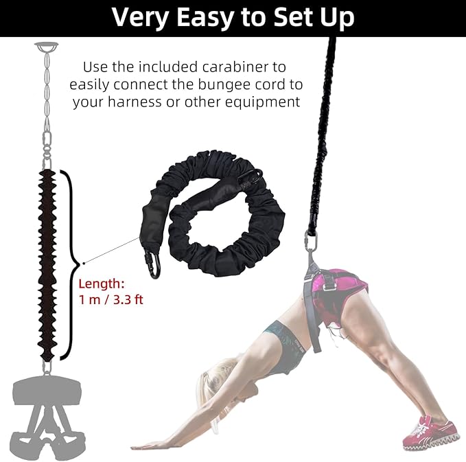 PRIOR FITNESS Premium Bungee Cord, Heavy Duty Bungee Fitness Cord,88-264Pounds Resistance Cord Elastic Rope Suspension Workout Fitness Bands for Exercise at Home Gym Include ONLY 1* Extra Bungee Cord