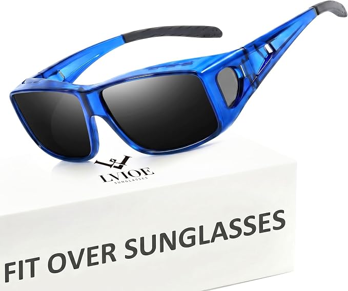 LVIOE Over Glasses Sunglasses Wrap Around Polarized Sunglasses for Men Women Fit Over Prescription Glasses with UV Protection