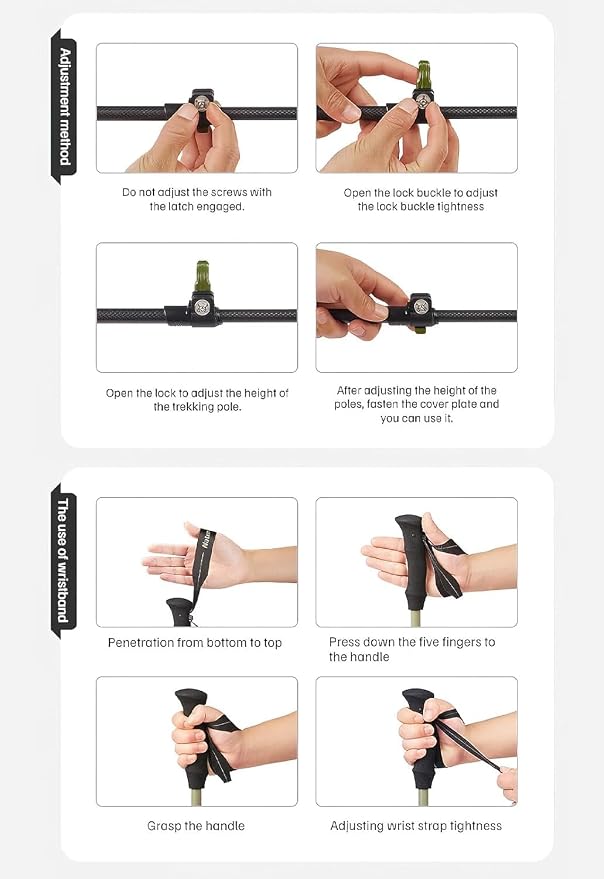 Naturehike 1 Piece Carbon Fiber Trekking Pole, 6oz Ultralight Single Collapsible Walking Stick for Women & Men, Adjustable Foldable Hiking Pole for Backpacking, Travel