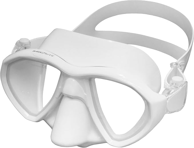 Mermea Diving Mask - Anti-Fog Tempered Glass, Anti-Leak Silicone Skirt - Scuba Mask, Dive Mask, Freediving Mask, Spearfishing Mask, Snorkel Mask for Adults (White)
