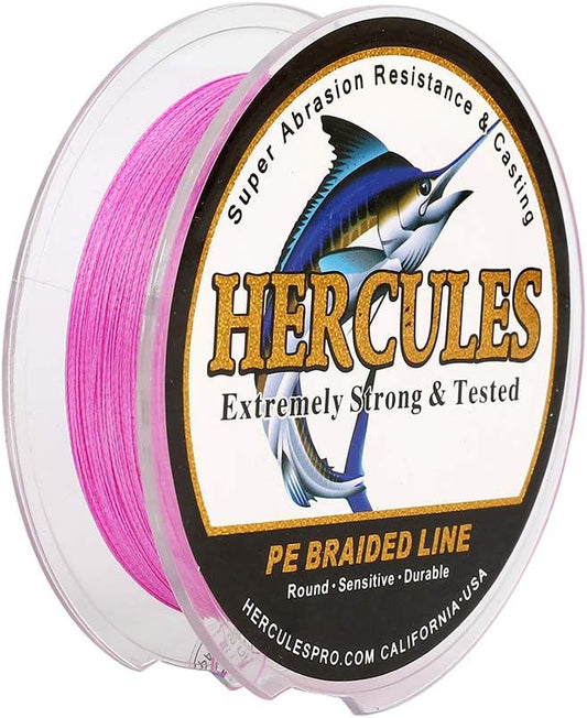 HERCULES Cost-Effective Super Strong 4 Strands Braided Fishing Line 6LB to 100LB Test for Salt-Water, 109/328 / 547/1094 Yards (100M / 300M / 500M / 1000M), Diam# 0.08MM - 0.55MM, Hi-Grade
