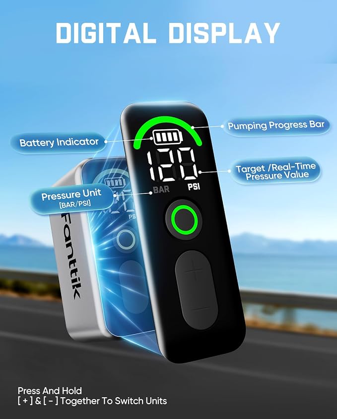 Fanttik X10 Ace Tiny Mini Electric Bike Pump, 120 PSI Compact Bike Pump Electric with Presta and Schrader Valve, Fast Inflate Tiny Bike Pump Portable for Road Bike(4.58oz)