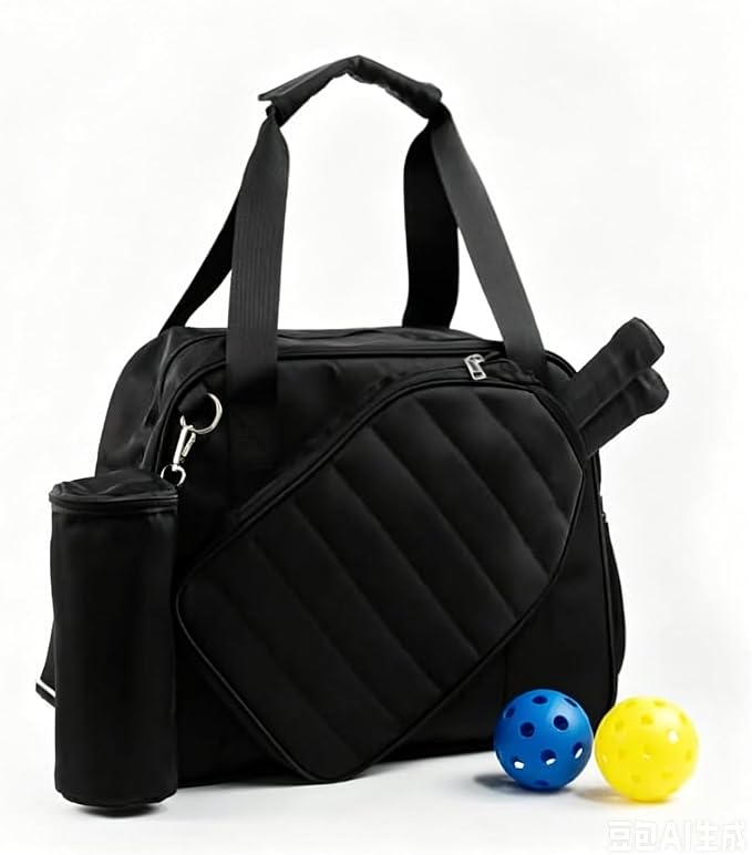 SSZYace Pickleball Tote Bag for Women & Men, Large Capacity Design Holds 2 Pickleball Paddles, External Pickleball Ball Bag and Adjustable Shoulder Strap Fence Hook, Insulated Drink Holder