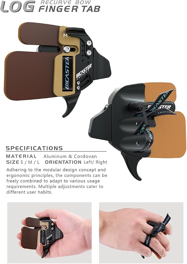 BICASTER Archery Log Recurve Finger Tab Cordovan (Large, Left)