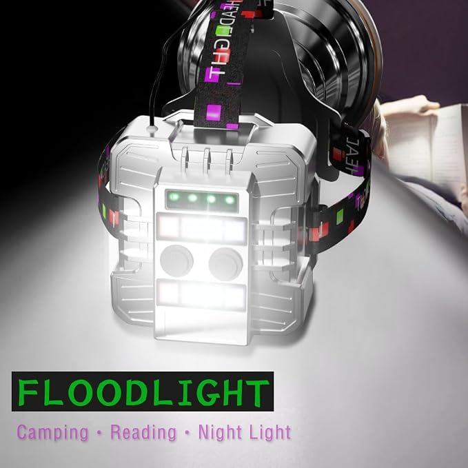 Rechargeable LED Headlamp with Super Wide Bright Light Spot – Ideal for Long-Distance Illumination, USB Charging for Your Phone, Perfect for Fishing, Camping, Hiking, Emergency Searching