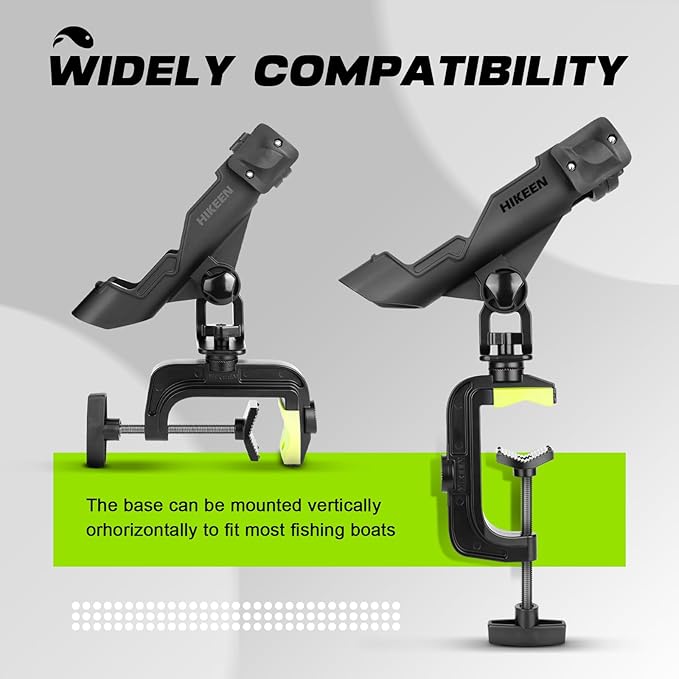 Fishing Rod Holders for Boat, Upgraded Fishing Pole Holders with Enlarge Clamp for Most Rod, Adjustable Fishing Rod Rack Fit Round/Square Tubes
