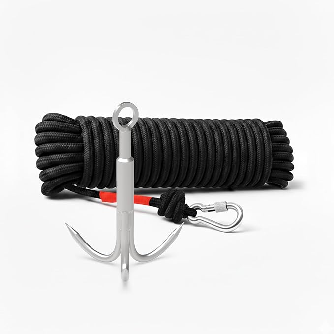 Ant Mag Grappling Hook with Claw Tips - Heavy Duty Stainless Steel Carabiner for Camping, Hiking, Tree Climbing, Water Retrieval & Salvage Operations
