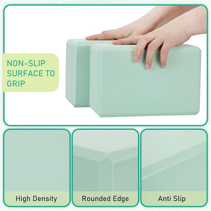 Wettarn 6 Pack Yoga Blocks 9 x 6 x 4 Inch EVA Foam Lightweight Non Slip Yoga Props for Pilates Stretching Meditation