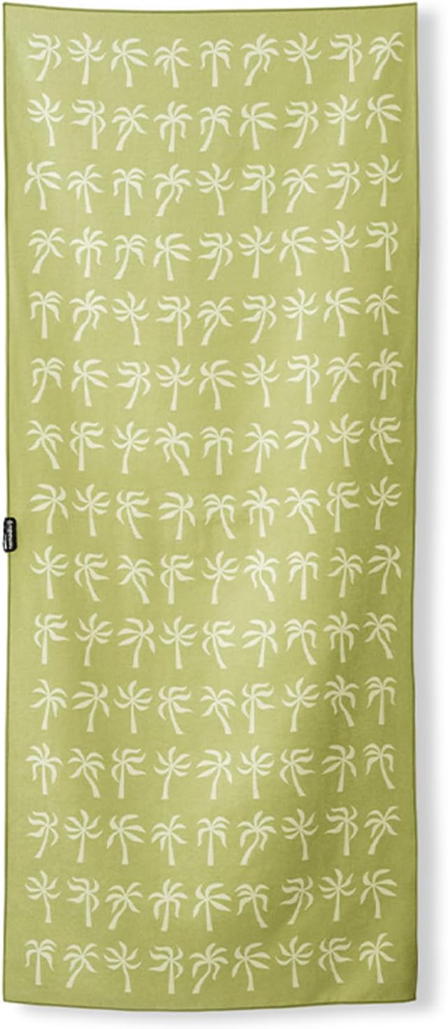 Nomadix Original Towel - Perfect for Beach, Pool, Travel, Camping, Yoga - Made with Recycled Materials - Super Absorbent - Sand Resistant - Breezy Palms Olive - 72.5x30