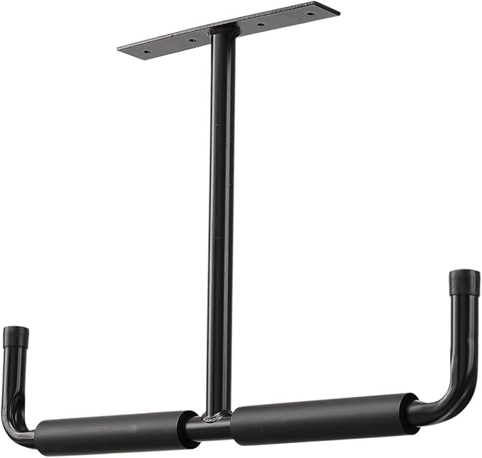HOME RIGHT Overhead Garage Storage Hooks, Heavy Duty Double Ceiling Rack, 16.5’’ Utility Shed Hangers, Great for Pipe, Lumber, Ladder, Fishing Rod and Ski Board(4Pcs, Black)