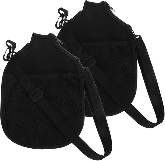 DOITOOL 2pcs Neoprene Pickleball Racket Cover with Waterproof Protection and Oxford Cloth Material, Includes Mesh Storage Bag and Shoulder Strap for Trips the Court