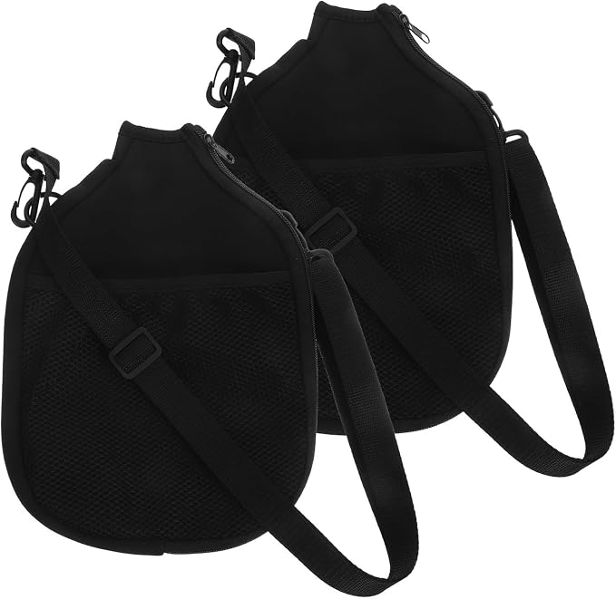 Happyyami 2pcs Table Tennis Racket Case Waterproof Neoprene Paddle Bag with Mesh Pocket and Shoulder Strap for Tennis Racket and Pickleball Paddle Travel and Beach Outings