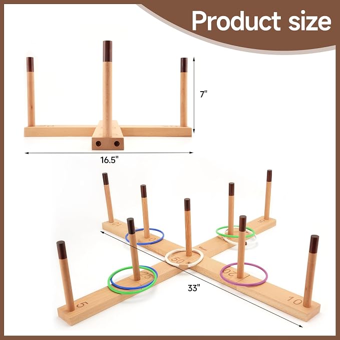 Westant Ring Toss Game Outdoor - 33" Extra Large Outdoor Games for Adults and Family, Beechwood Giant Backyard Games, Ring Toss Game for Adults and Kids with 30 Rings & Carrying Bag