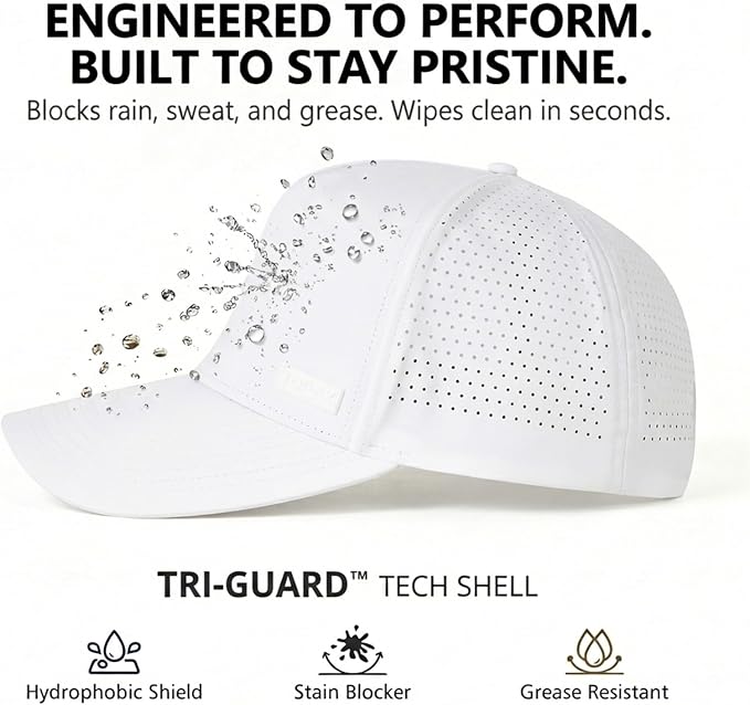 TOP-EX Performance Baseball Hat for Men Water Resistant Golf Cap Running Cooling Snapback Laser Perforated