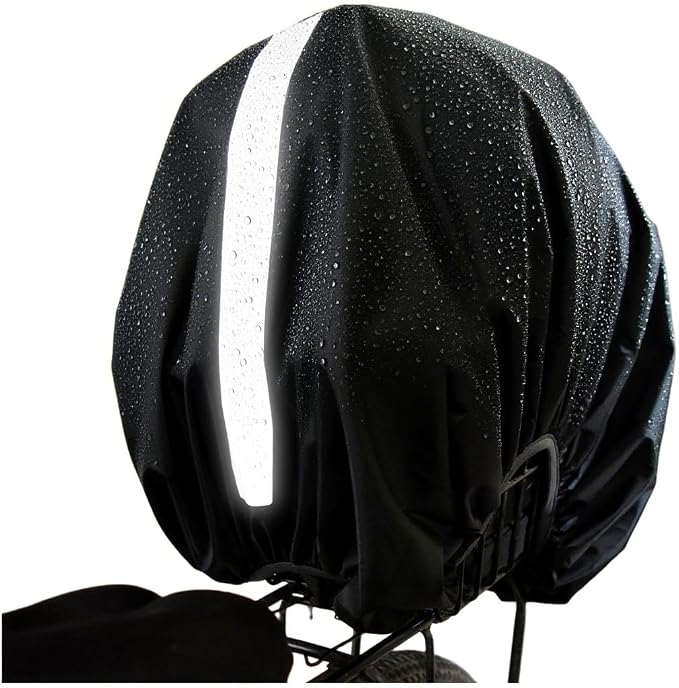 70L Bicycle Rear Rack Rain Cover with Reflective Strip Bike Trunk Rain Cover Black
