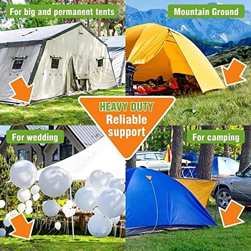 Rebar Stakes, 10 Pack 16 Inch Heavy Duty J Hook Ground Stakes for Camping Tent Trampoline Swings and Chain Link Fence, Black Powder Coated (Black)