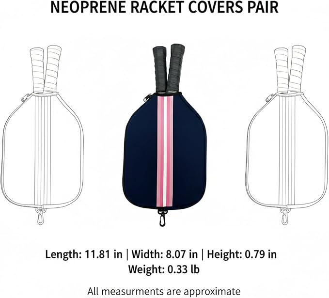 2-Pack Neoprene Racket Covers for Table Tennis & Badminton, Protective Storage Sleeves with Hanging Loop, Scratch-Resistant Paddle Cases
