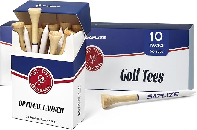 SAPLIZE Father’s Day Golf Gift for Dad – 4/10 Pack (80/200pcs, 3 1/4'') Bamboo Golf Tees Set, Gift-Ready Packaging, Funny Golf Accessories for Men, Golf Lovers & Weekend Players