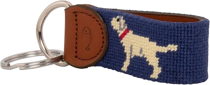 Leather Hand-Stitched Needlepoint Key Fob or Key Chain