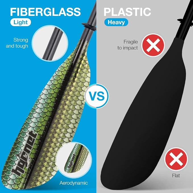 Hornet Watersports Fiberglass Kayak Paddle for Adults- Ideal for Touring, Fishing and Boating- 90.5 inches / 230CM Adjustable with Carbon Fiber Shaft- Kayak Oars Kayaking Equipment
