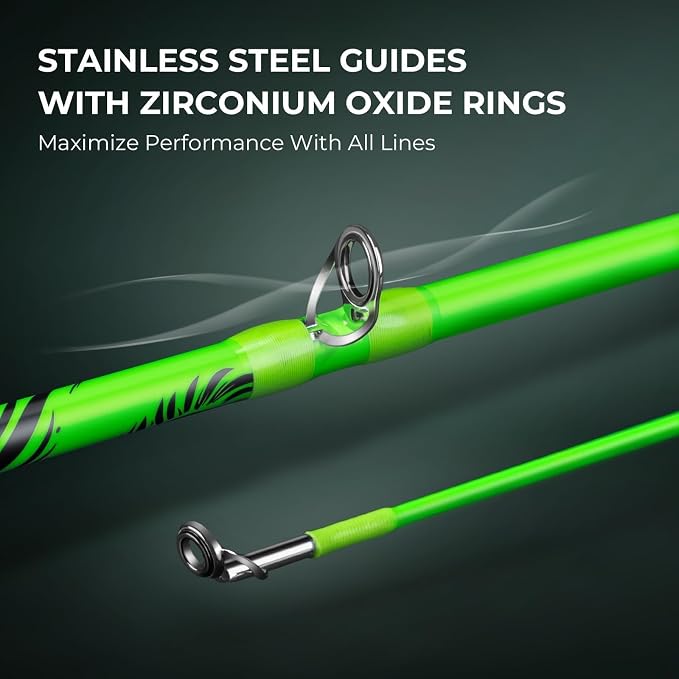 KastKing Zephyr Dual Tip Spinning & Casting Fishing Rods, Green | Lightweight IM6 Graphite Rod, Dual Tips Section for Different Powers, Built-in Hook Keeper, PTS Power Transition System