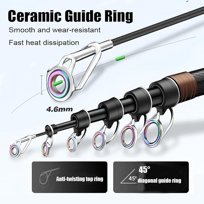 7Ft 9Ft 12Ft 13Ft 14Ft 15Ft Telescopic Fishing Rod Carbon Portable Spinning Fishing Pole for Boat Saltwater and Freshwater Surfcasting Baitcasting Rod Long Distance Throwing Fishing Rod