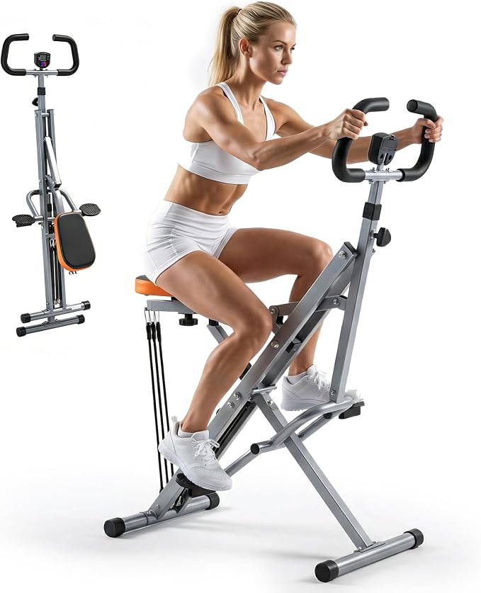 Simple Deluxe Squat Machine, 2 in 1 Squat Rowing Machine, Adjustable Resistance & 330LB Weight Capacity, Foldable Home Exercise Equipment, Glute& Leg Trainer Machine