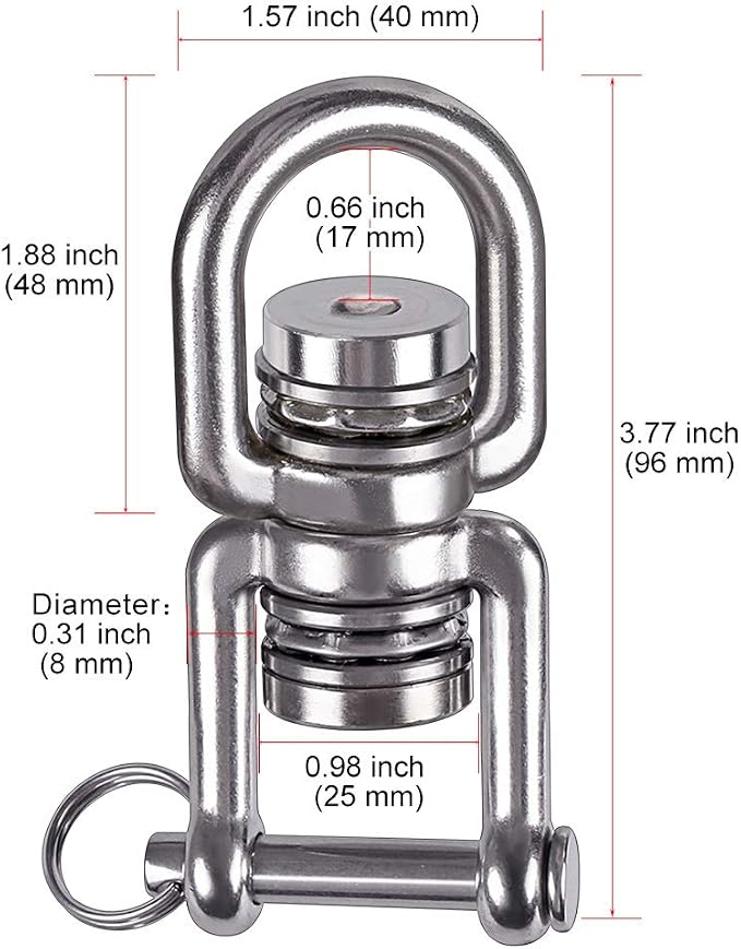 BeneLabel Swing Swivel with 2 Bearing, 360° Rotation, 770LB Capacity, Safest Rotational Device Hanging Accessory for Web Tree Swing, Aerial Dance, Children's Swing, Yoga Swing Sets