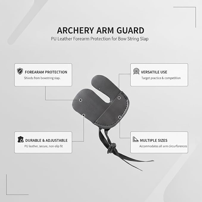 Archery Arm Guard PU Leather Forearm Protection for Bow String Slap (1 PC)