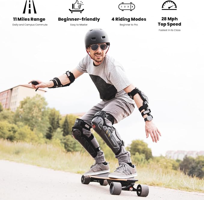 MEEPO Campus V3 Series/Envy Electric Skateboard with Remote, Top Speed Up to 29 Mph, 4 Speed Smooth Braking, Easy Carry Handle Design, Suitable for Adults & Teens