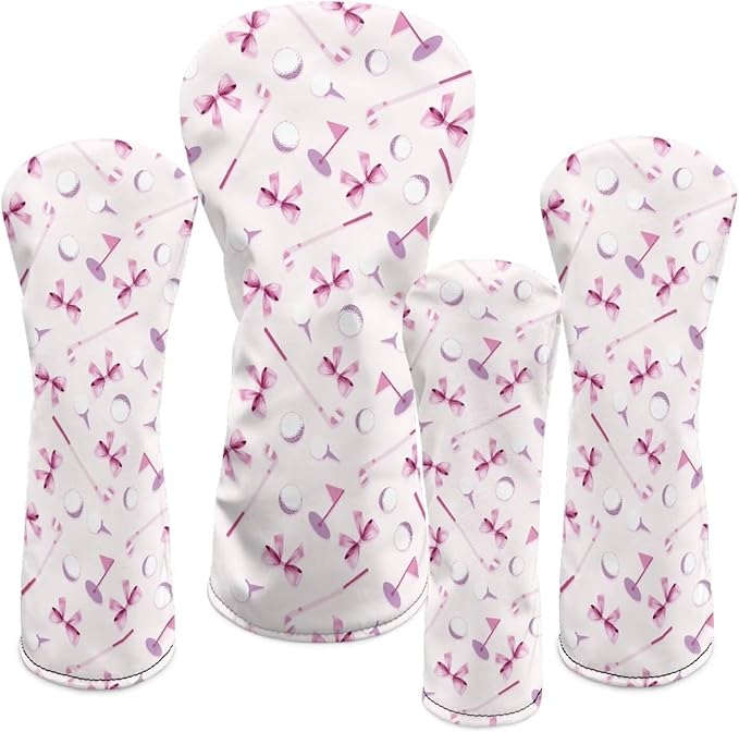 Rnyleeg Golf Club Head Covers for Women Driver Head Cover Leather Fairway Wood Headcover Hybrid Headcovers for Golf Clubs