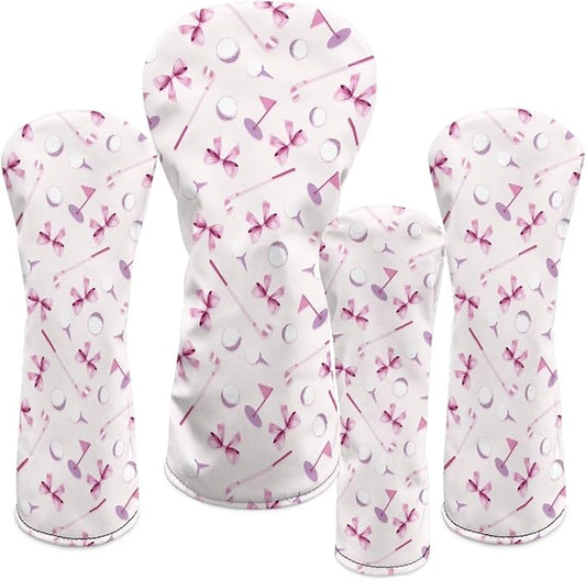 Rnyleeg Golf Club Head Covers for Women Driver Head Cover Leather Fairway Wood Headcover Hybrid Headcovers for Golf Clubs