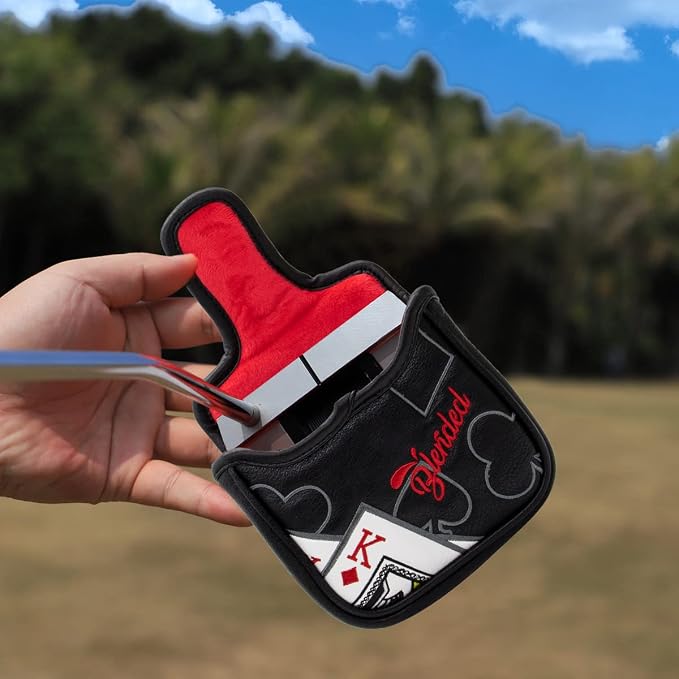 Golf Club Covers Poker Diamond King Driver Cover Fariway Wood Headcover 3 Hybrid Head Covers Blade Putter Cover Mallet Putter Haedcovers with Magnetic Closure for Most Brand