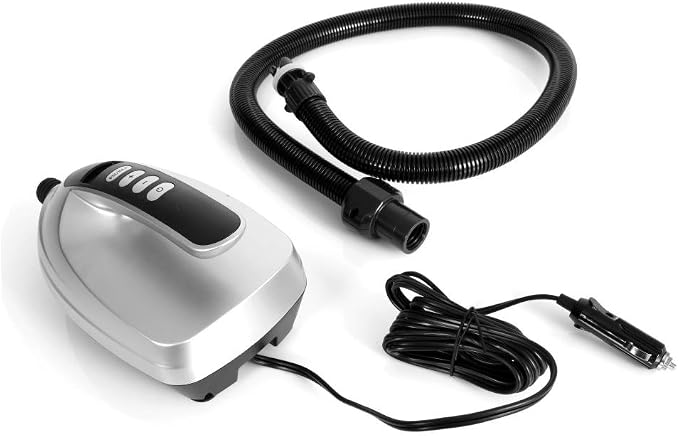 SereneLife Electric Paddle Board Pump – Portable 16 PSI Dual-Stage Air Compressor for Lightning-Fast Inflation, Auto-Off, LCD Display & 12V Car Connector – for SUPs, Boats & Inflatables