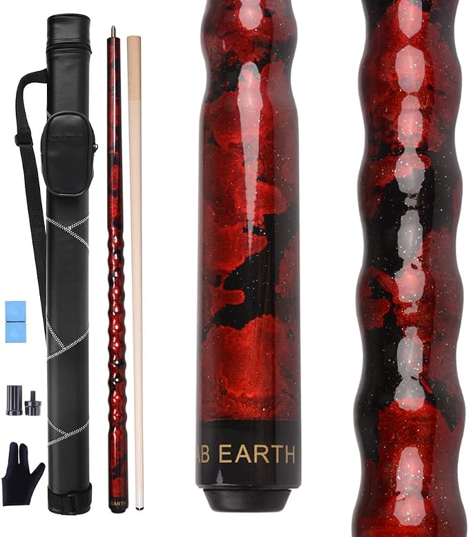 Ergonomic Design 13mm Tip 58" Maple Pool Cue Stick Kit with Hard Case