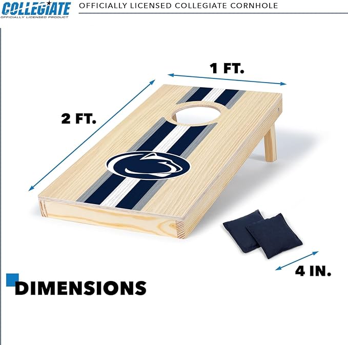 Wild Sports College Portable Size 1' x 2' Solid Wood Cornhole Set with Direct Print HD Team Graphics – Travel Size
