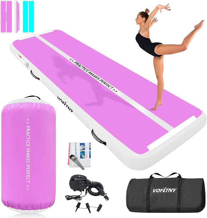 VOFiTNY Inflatable Gymnastics Air mat Tumbling Track with Air Barrel Octagon Mat with Pump for Home/Gym