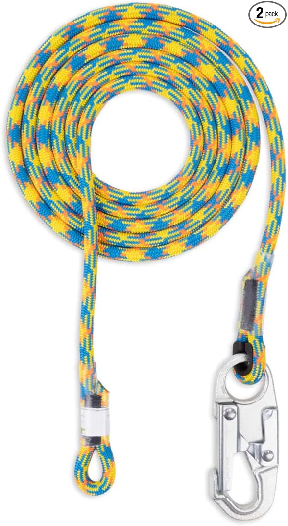 Rock-N-Rescue RNA 11.8mm Drenaline Economy Lanyard 12ft | Durable Climbing Line with Heavy-Duty Steel Snap Hook | Smooth Operation | 5,400lb Tensile Strength | Arborists & Rescue