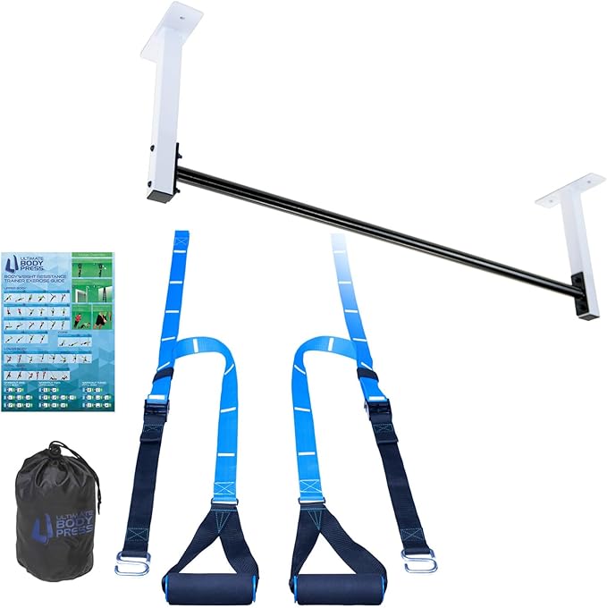 Ceiling Mount Pull Up Bar with 48” Straight Bar and 14” Risers, Fits 16” and 24” Joist by Ultimate Body Press