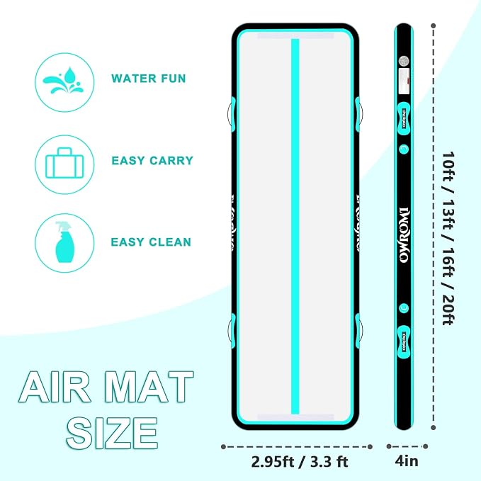 Inflatable Air Gymnastics Mats for Tumbling, 10ft/13ft/16ft/20ft Tumble Track Tumbling Mats for Kids, 4/8 Inches Thick Training Mat with Electric Pump Gymnastics Equipment for Kids Mat